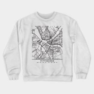 PITTSBURGH PENNSYLVANIA BLACK CITY STREET MAP ART Crewneck Sweatshirt